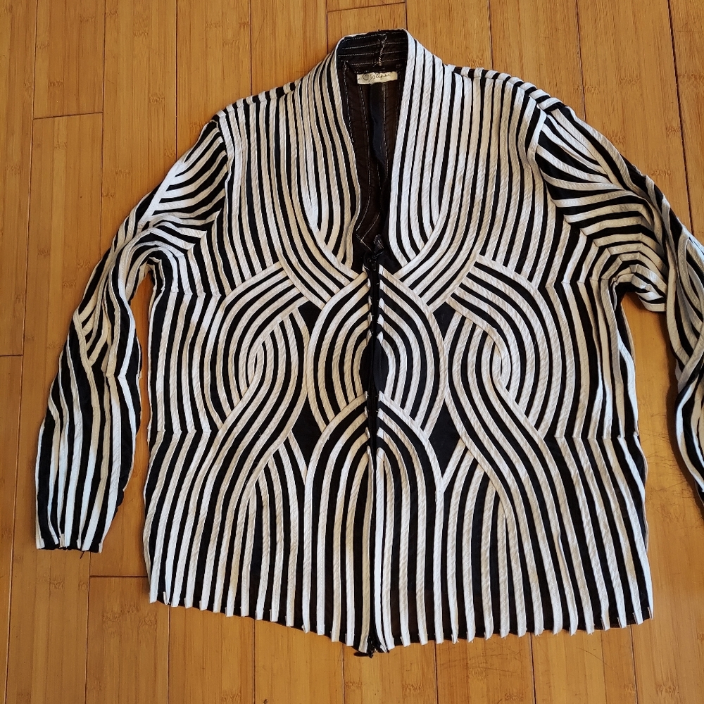 French soutache black white dress jacket large